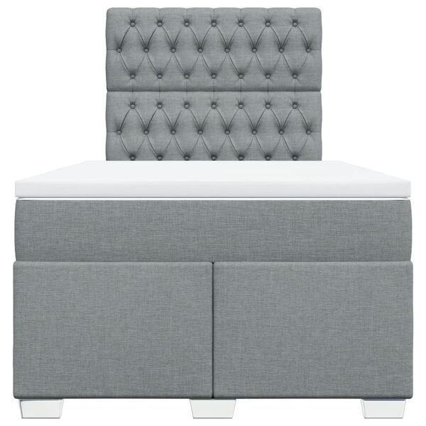 vidaXL Box spring postelja z vzmetnico svetlo siva 120x200 cm blago