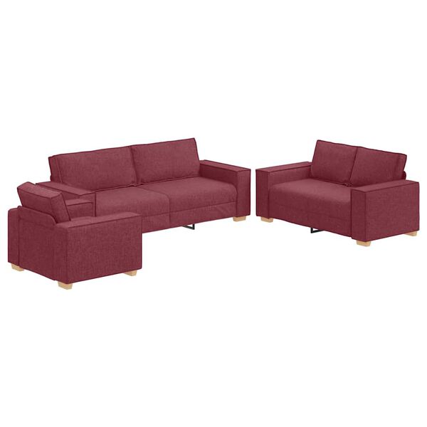 vidaXL Kavč 3 pcs Vinorodna rdeča 220 x 80 x 84 cm