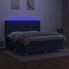 vidaXL Box spring postelja z vzmetnico LED modra 160x200 cm blago