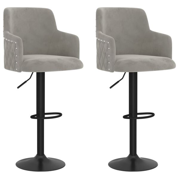 vidaXL Barski stolčki 2 kosa svetlo siv žamet