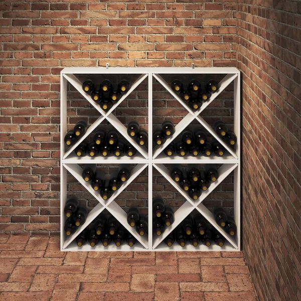 vidaXL Stojalo za vino 4 pcs Bela 62 x 25 x 62 cm Masivno borovo les