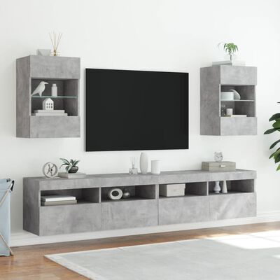 vidaXL Stenska TV omarica z LED lučkami betonsko siva 40x30x60,5 cm