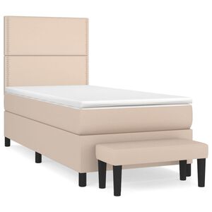 vidaXL Box spring postelja z vzmetnico kapučino 90x190 cm umetno usnje