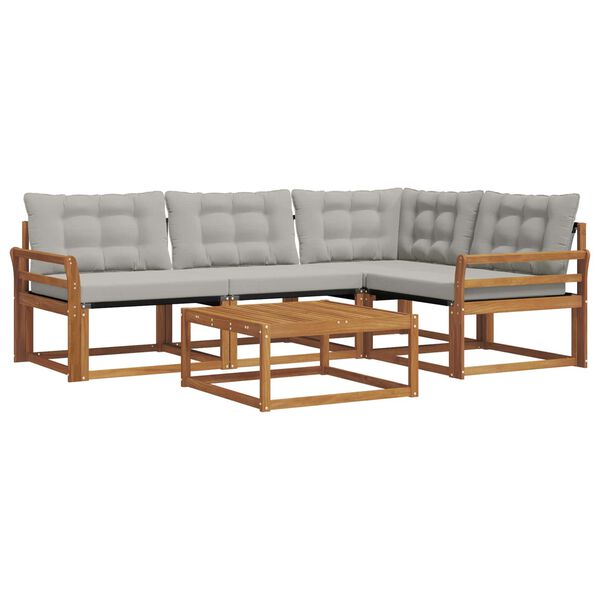 vidaXL Zunanja garnitura za sedenje 5 pcs Naravna in svetlo siva