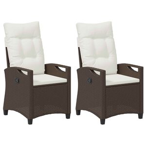 vidaXL Vrtni Stol 2 pcs Rjava in krem 56 x 60 x 112 cm