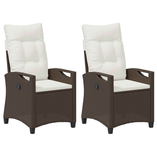 vidaXL Vrtni Stol 2 pcs Rjava in krem 56 x 60 x 112 cm