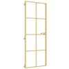 vidaXL Notranja vrata ozka zlata 76x201,5cm kaljeno steklo in aluminij