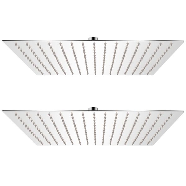 vidaXL Glava za nadglavni tuš 2 kosa nerjaveče jeklo 40x40 cm