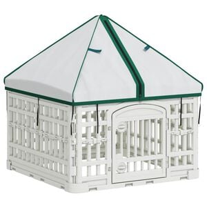vidaXL 4-panelna pasja igralna ograja s streho 60 x 60 x 82 cm Bela