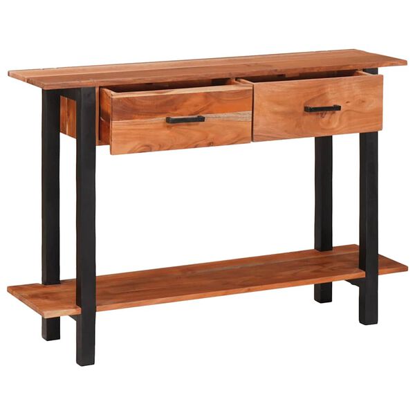 vidaXL Konzolna miza s predalom Rjava in črna 110 x 30 x 75 cm