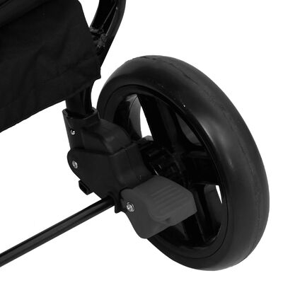 vidaXL Otroški voziček za dvojčke temno siv in črn jeklen