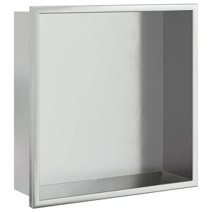 vidaXL Ni&scaron;a za tu&scaron; kabino bru&scaron;eno srebro 32x32x9 cm nerjaveče jeklo