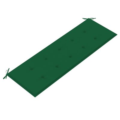 vidaXL Klop Batavia z zeleno blazino 150 cm trdna tikovina