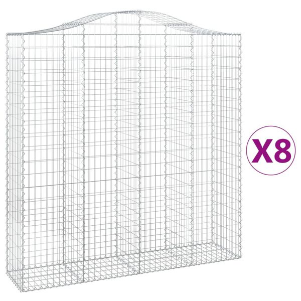 vidaXL Obokane gabion košare 8 kosa 200x50x200/220 cm pocinkano železo