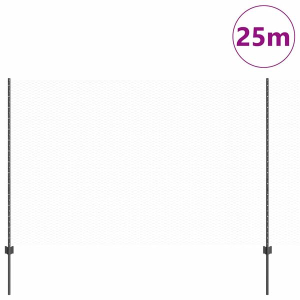 vidaXL Ograja s stebrom Siva 1,6 x 25 m Jeklo in PVC