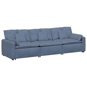 vidaXL Modularni kavč z blazinami moder