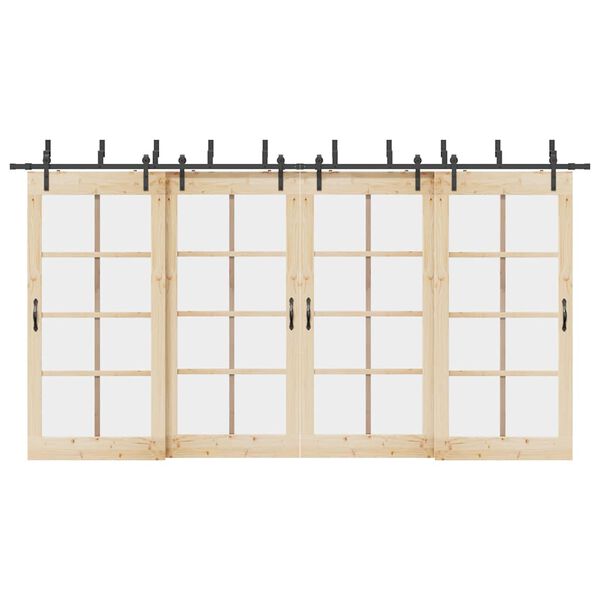 vidaXL Komplet opreme za drsna vrata 427 cm jeklo črne barve