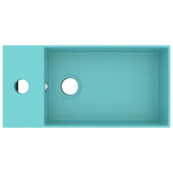 vidaXL Kopalni&scaron;ki umivalnik z luknjo keramičen svetlo zelen