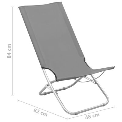 vidaXL Zložljivi stoli za na plažo 2 kosa sivo blago
