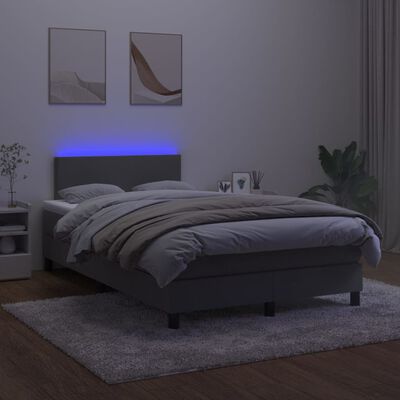 vidaXL Box spring postelja z vzmetnico LED temno siva 120x200 cm žamet