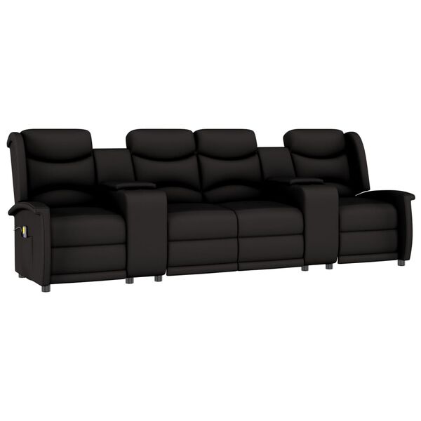 vidaXL Masažni štirised z držali za skodelico črn