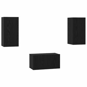 vidaXL Komplet TV omaric 3 pcs Črna Orehovina Konstruiran les