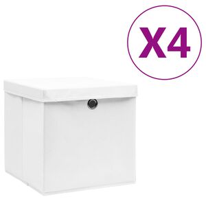 vidaXL &Scaron;katle s pokrovi 4 kosi 28x28x28 cm bele