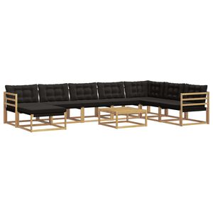 vidaXL Zunanja garnitura za sedenje 9 kos Bela in črna
