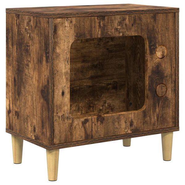 vidaXL Mačja hi&scaron;a Dimljeni oreh 51 x 30 x 52 cm Konstruiran les