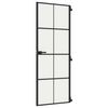 vidaXL Notranja vrata ozka črna 76x201,5 cm kaljeno steklo in aluminij