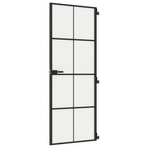 vidaXL Notranja vrata ozka črna 76x201,5 cm kaljeno steklo in aluminij