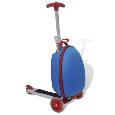 vidaXL Otroški skiro s kovčkom modre barve