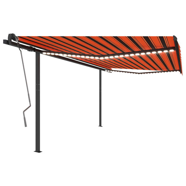 vidaXL Avtomatska tenda LED + senzor 4x3 m oranžna in rjava