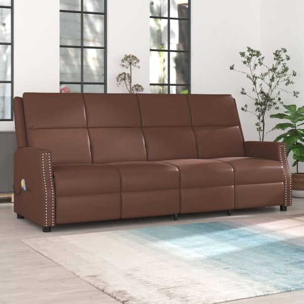 vidaXL Masažni štirised rjavo umetno usnje