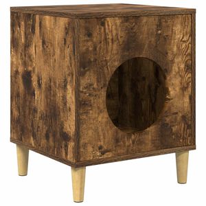vidaXL Mačja hi&scaron;a Dimljen hrast 42,5 x 40 x 53 cm Inženirski les