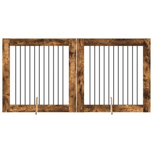 vidaXL Vrata za pse z stojali 2 pcs Dimljen hrast 100 x 100 cm
