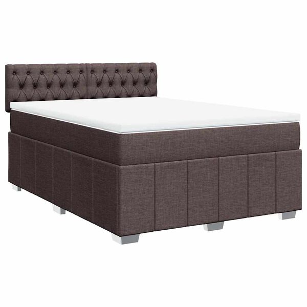 vidaXL Box spring postelja z vzmetnico temno rjav 140x190 cm blago