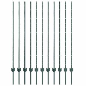 vidaXL Steber ograje. 11 pcs Zelena 140 cm Jeklo