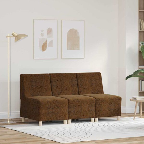 vidaXL Modularna sofa enota brez naslonov 3 pcs Rjava 55 x 74 x 82 cm