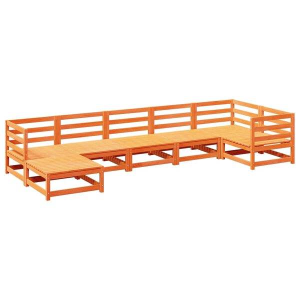 vidaXL Vrtna sedežna garnitura 7-delna vo&scaron;čeno rjava trdna borovina