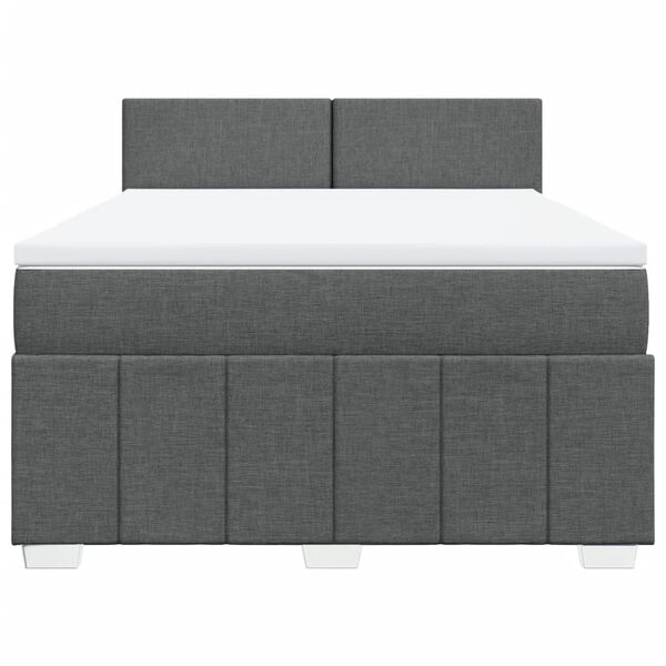 vidaXL Box spring postelja z vzmetnico temno siva 160x200 cm blago