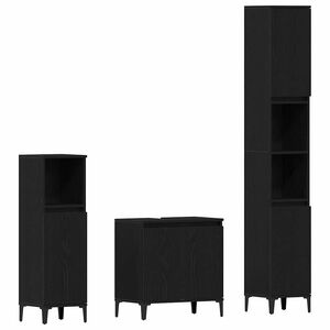 vidaXL Komplet pohi&scaron;tva za kopalnico z vrati 3 pcs Črna Orehovina