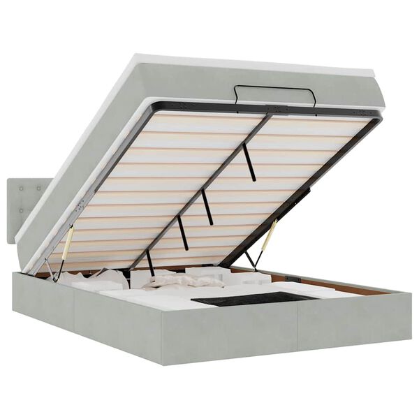 vidaXL Otomanski posteljni okvir z vzmetnico siv 140x190 cm žamet