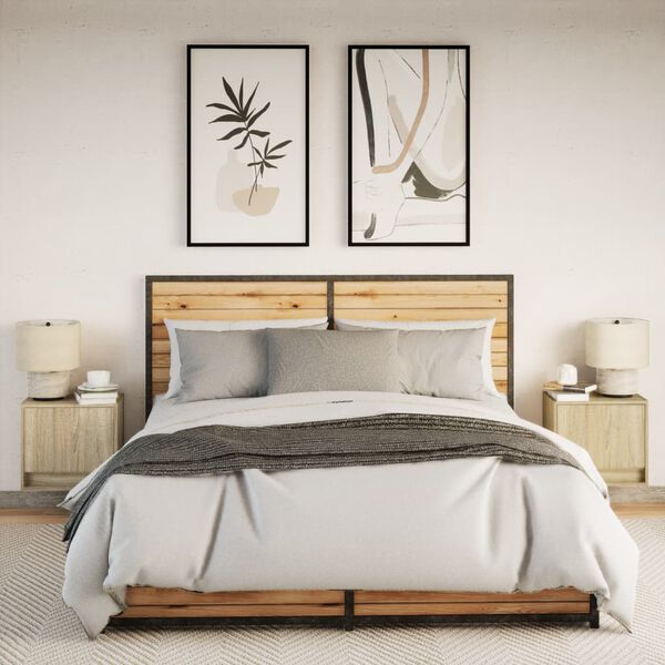 vidaXL Stenska nočna omarica z LED lučkami 2 kosa sonoma hrast