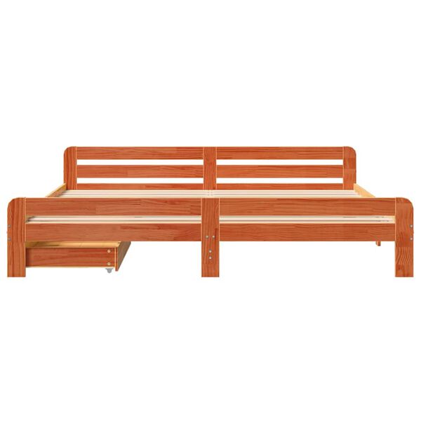 vidaXL Posteljni okvir brez vzmetnice vo&scaron;č. rjava 200x200 cm borovina