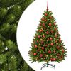 vidaXL Umetno božično drevo, svetlo zeleno z okraski 120 cm 150 LED
