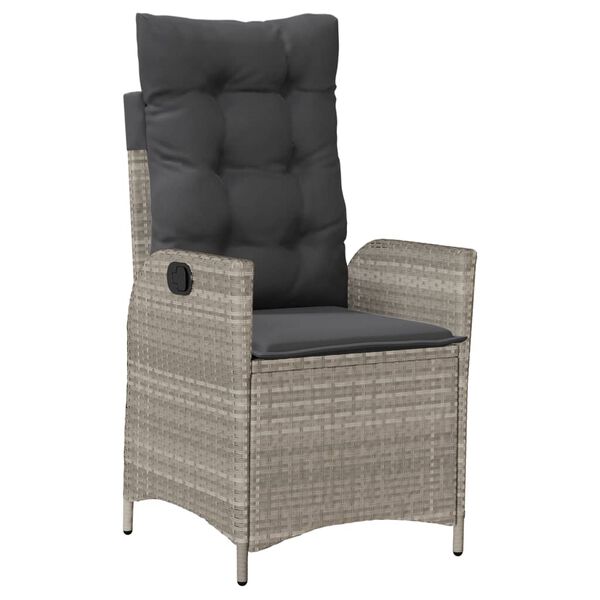 vidaXL Vrtna jedilna garnitura 9-delna z blazinami sv. siv poli ratan