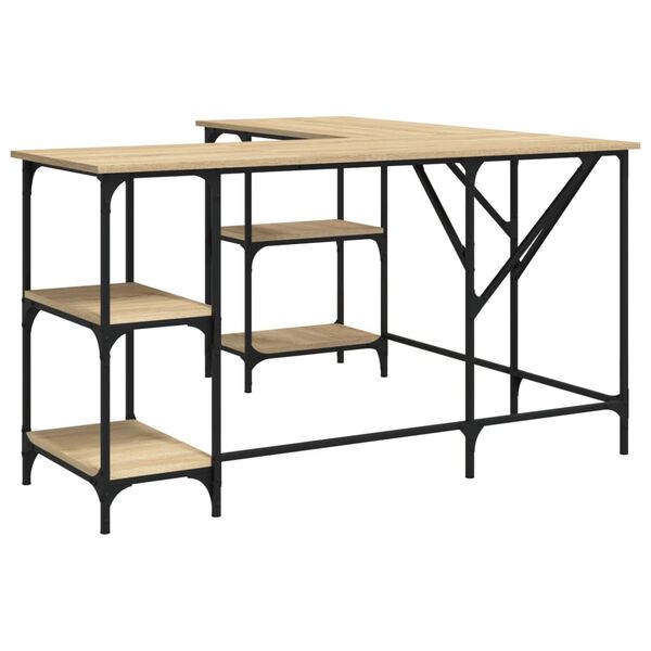 vidaXL Pisalna miza sonoma hrast 139x139x75 cm inženirski les