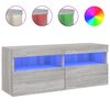 vidaXL Stenska TV omarica z LED lučkami siva sonoma 100x30x40 cm