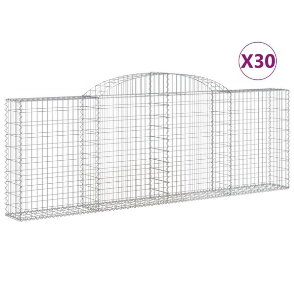 vidaXL Obokane gabion košare 30kosov 300x30x100/120cm pocinkano železo